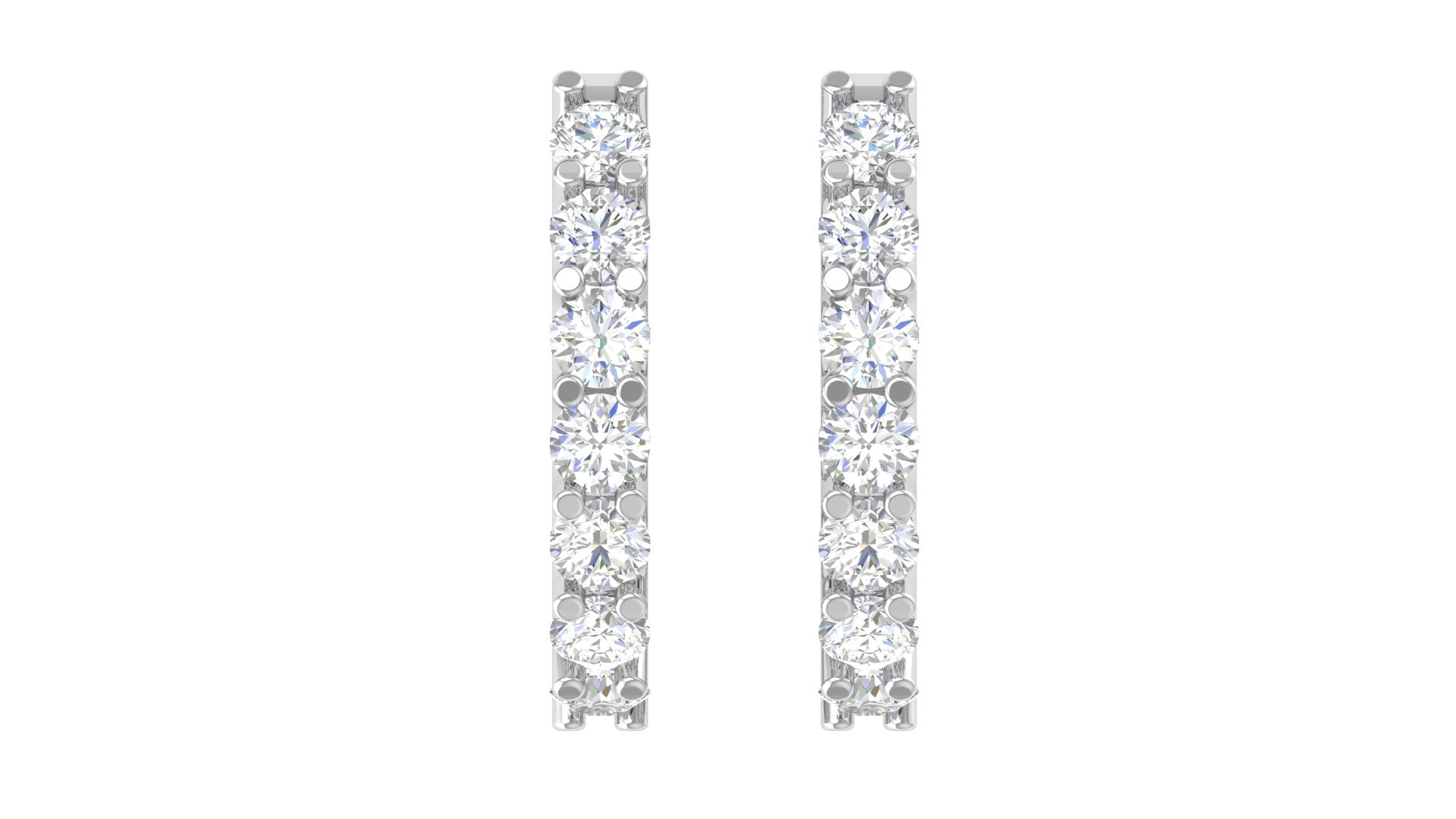 Celestia Prong-Set Half Hoops – Radiant 14KT White Gold Elegance