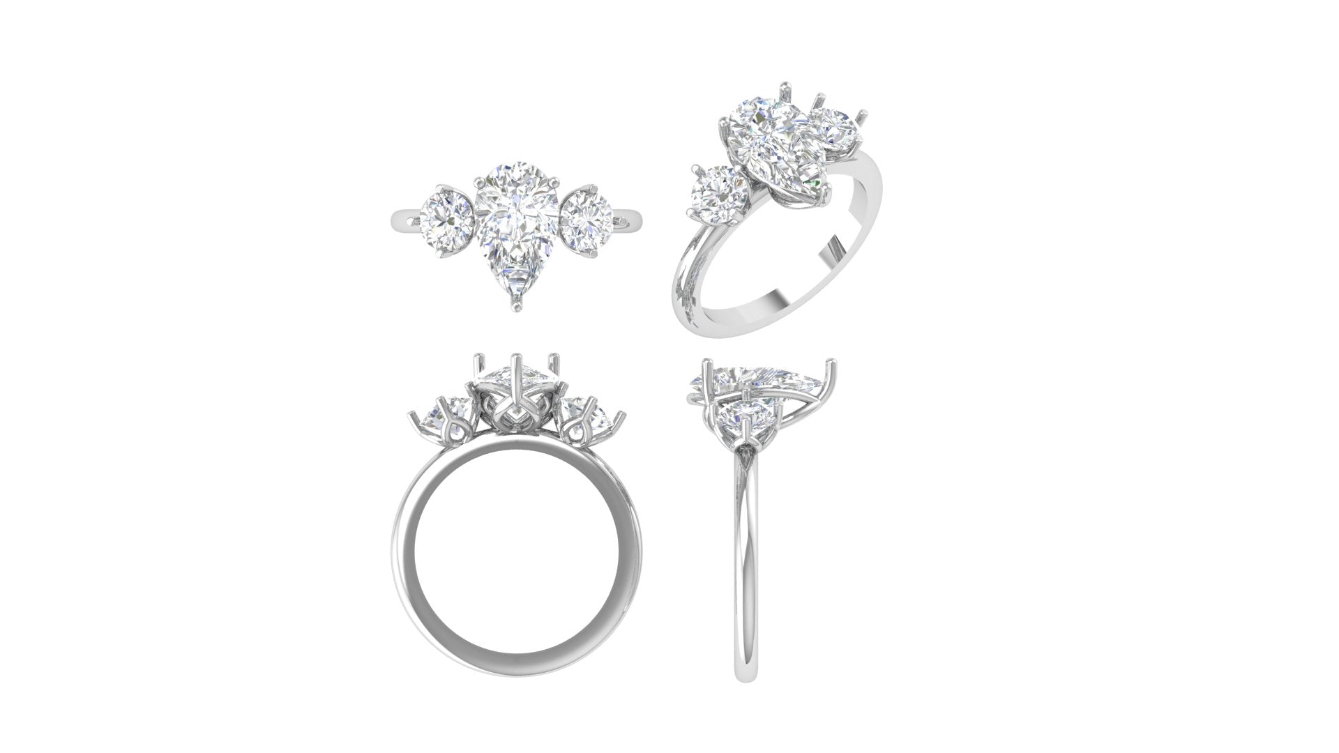 Marquise Muse Trio Ring – Contemporary Elegance in 14KT White Gold