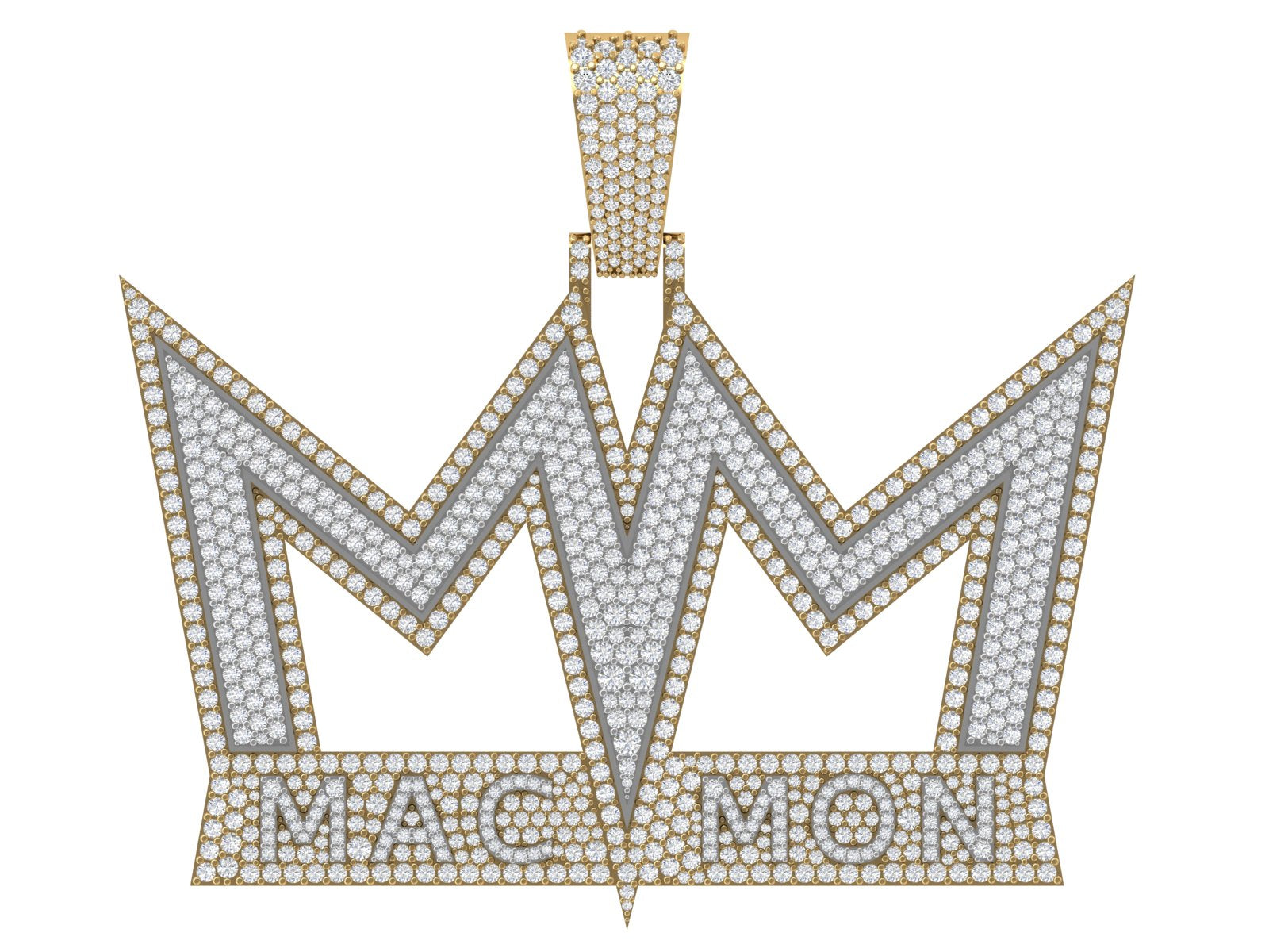 MAC MON Crown Pendant – Custom Diamond Namepiece in 18KT Gold