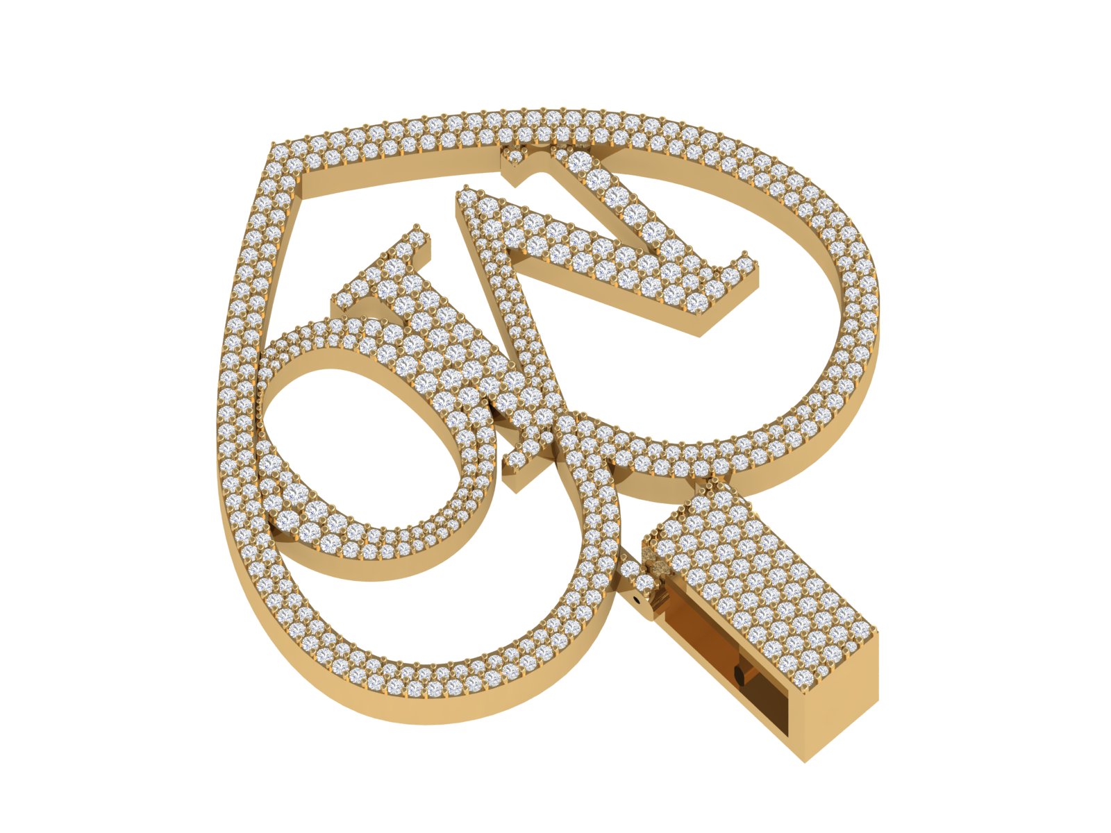 NKO Heart Initial Pendant – Custom Diamond Iced-Out Design in 18KT Gold