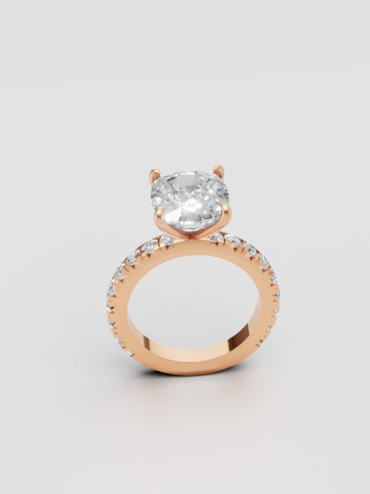 Cushion Radiance Solitaire Ring – Rose Gold Classic with Eternity Sparkle