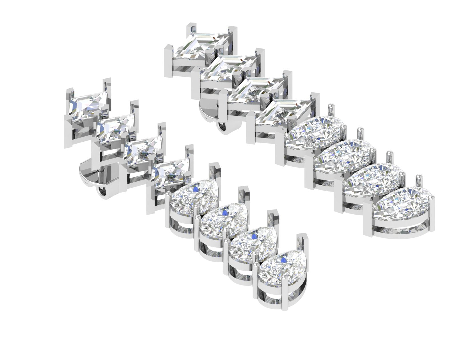 Prism & Teardrop Diamond Drop Earrings – Modern Geometry, Timeless Sparkle