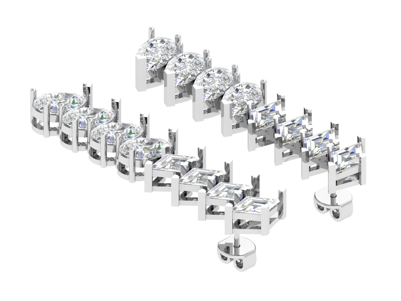 Prism & Teardrop Diamond Drop Earrings – Modern Geometry, Timeless Sparkle