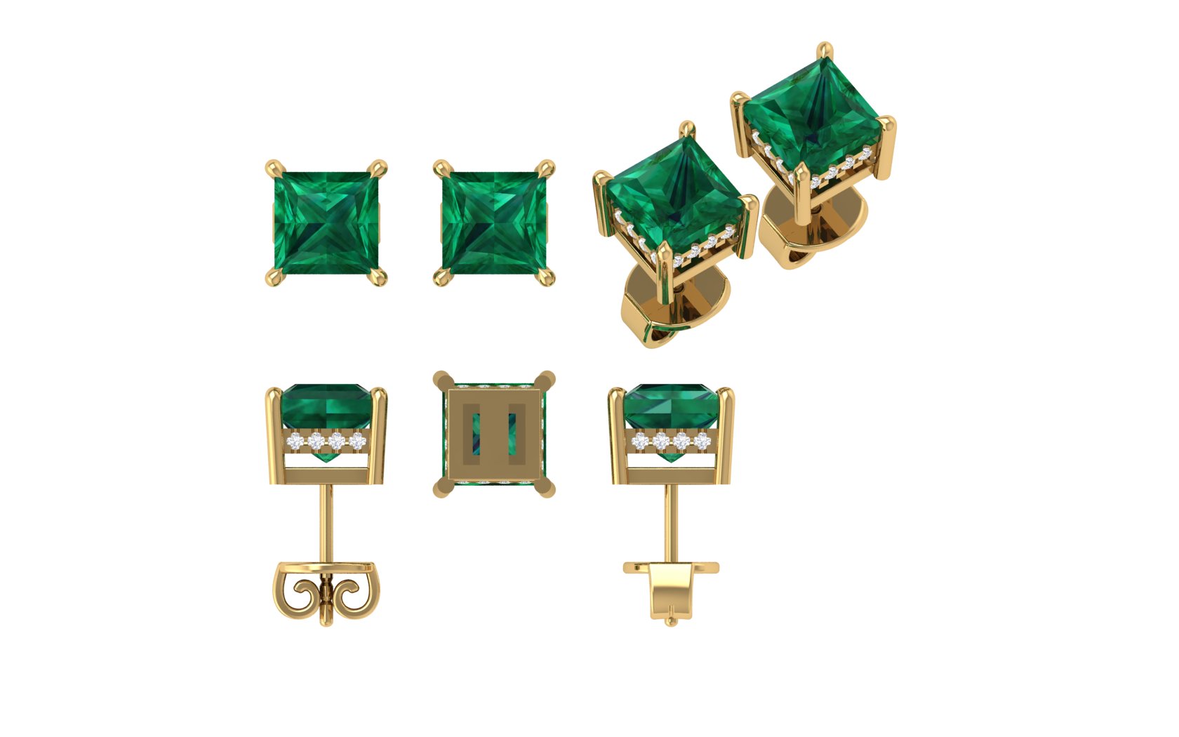Classic Minimalist Princess-Cut Stud Earrings – Everyday Sparkle with Refined Simplicity ✨