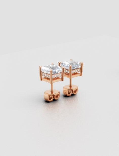 Classic Minimalist Princess-Cut Stud Earrings – Everyday Sparkle with Refined Simplicity ✨