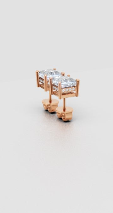 Classic Minimalist Princess-Cut Stud Earrings – Everyday Sparkle with Refined Simplicity ✨