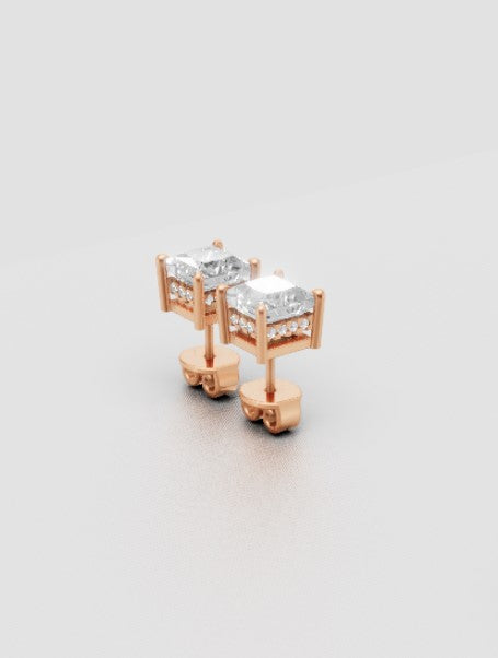 Classic Minimalist Princess-Cut Stud Earrings – Everyday Sparkle with Refined Simplicity ✨