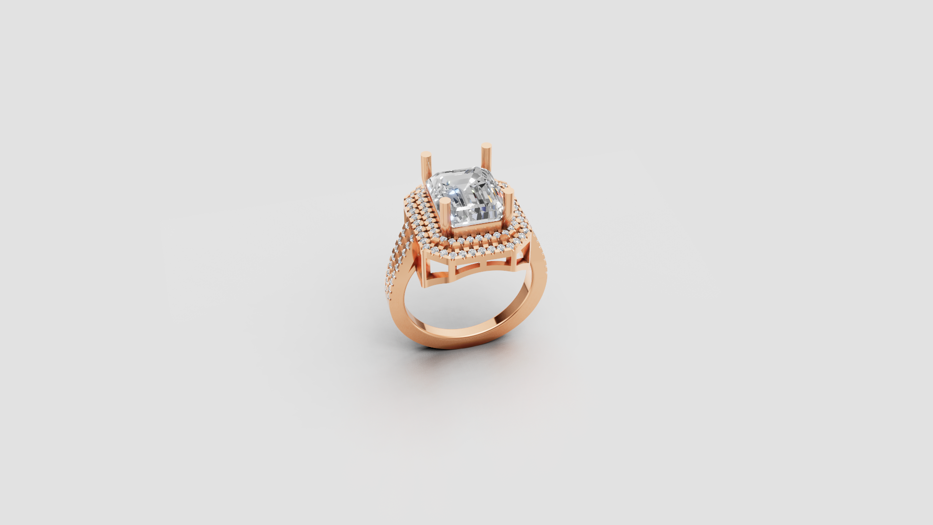 Luxe Double Halo Emerald-Cut Diamond Ring – Architectural Elegance Meets Classic Sparkle 💫
