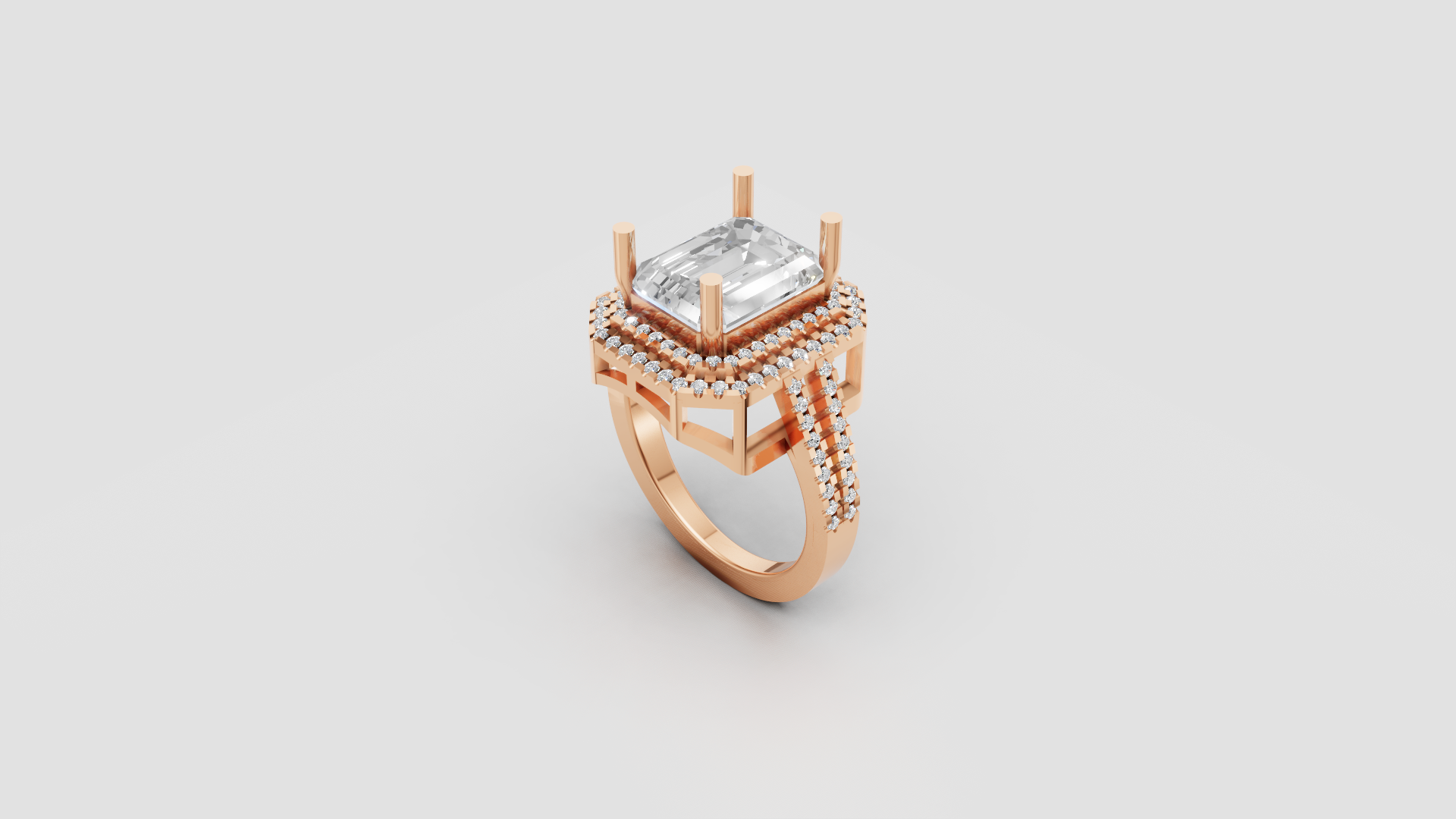 Luxe Double Halo Emerald-Cut Diamond Ring – Architectural Elegance Meets Classic Sparkle 💫