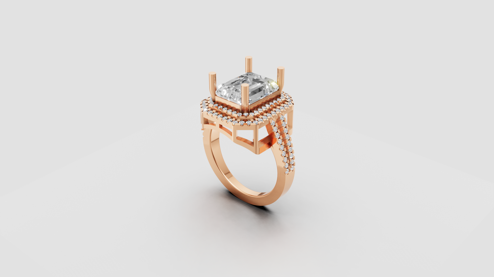 Luxe Double Halo Emerald-Cut Diamond Ring – Architectural Elegance Meets Classic Sparkle 💫