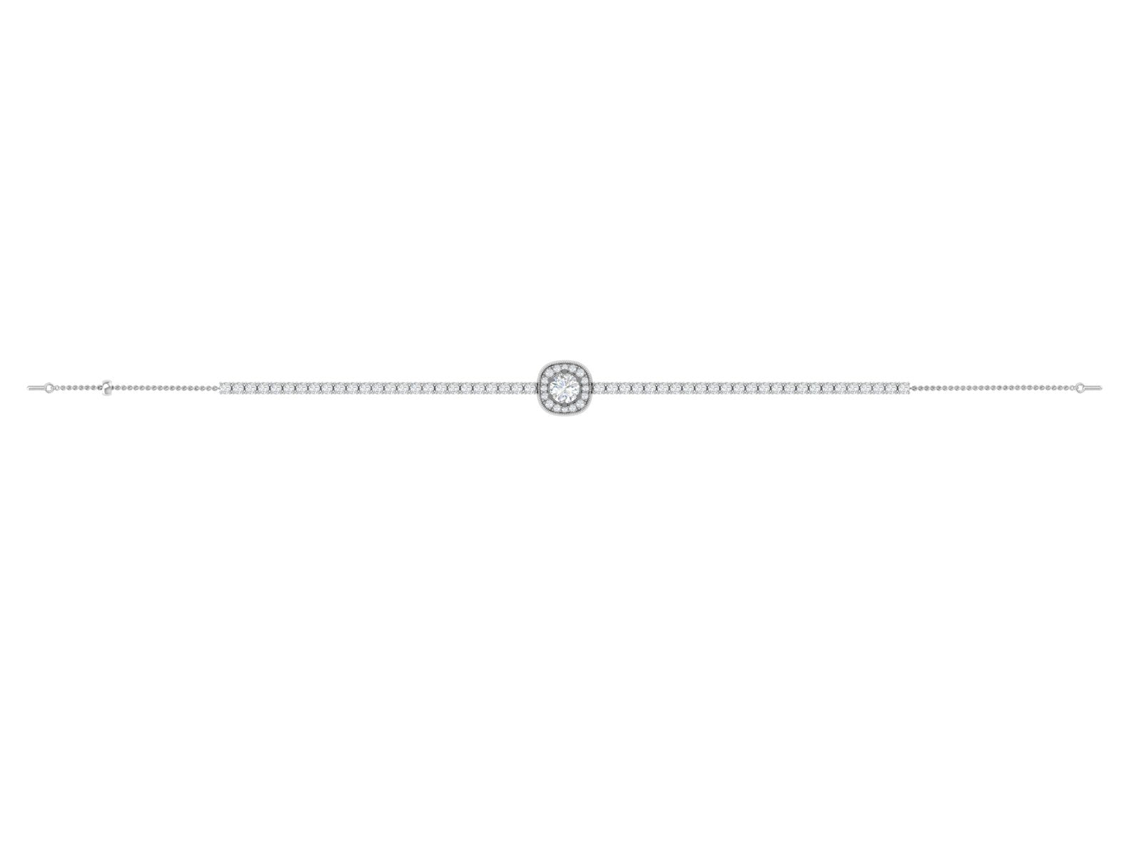 Halo Round Cut Diamond Bracelet – 18K Gold Statement Elegance