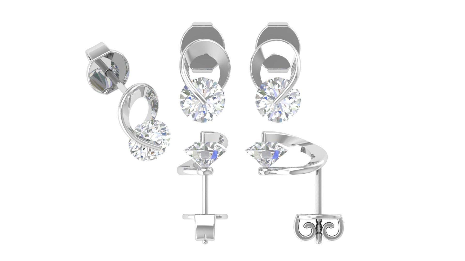Elegant Infinity Twist Diamond Stud Earrings – Classic Minimalist Sparkle 💎
