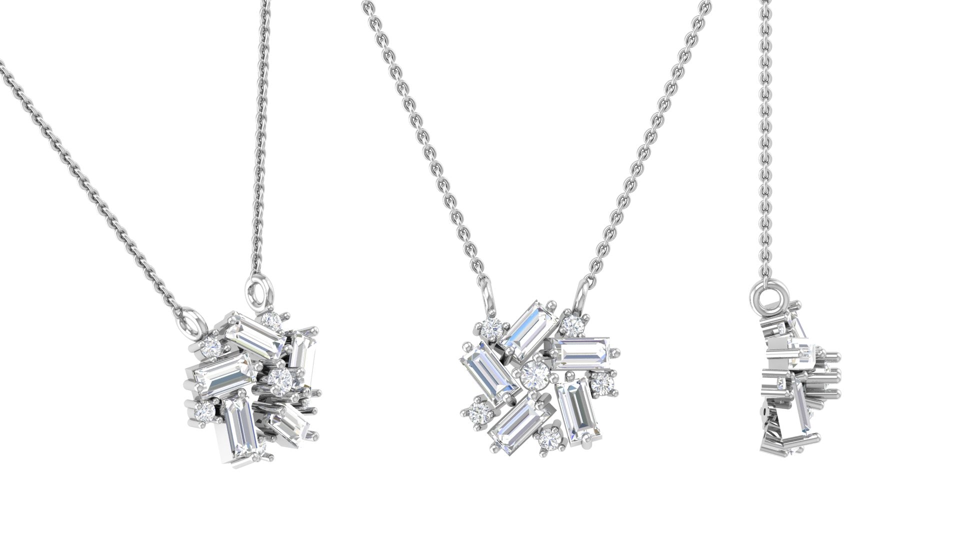 Baguette Cluster Diamond Pendant – A Symphony of Angles & Sparkle