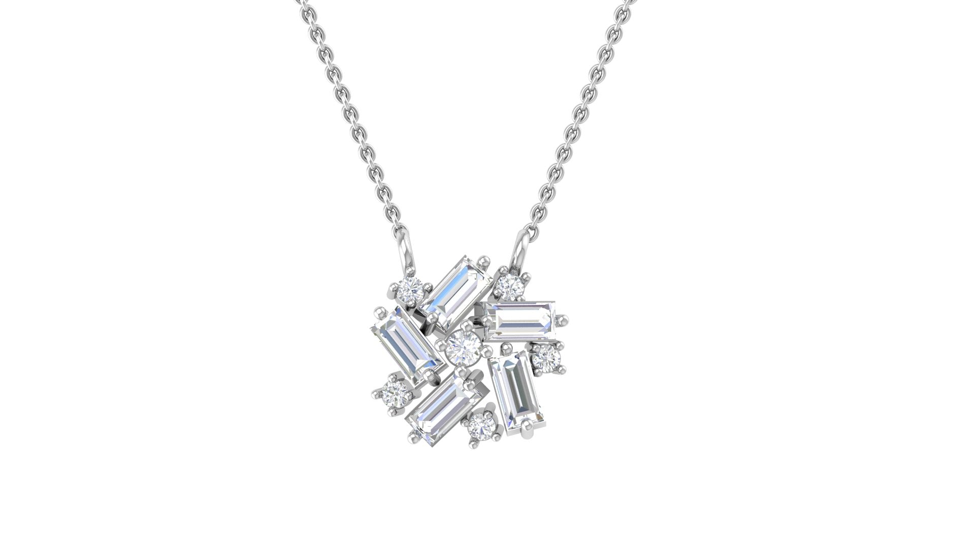 Baguette Cluster Diamond Pendant – A Symphony of Angles & Sparkle