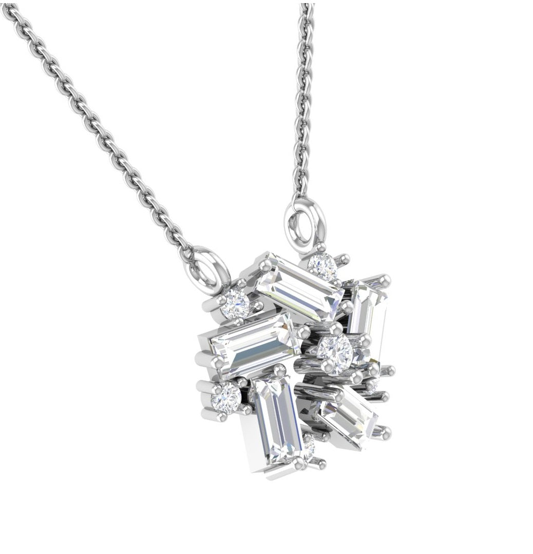 Baguette Cluster Diamond Pendant – A Symphony of Angles & Sparkle