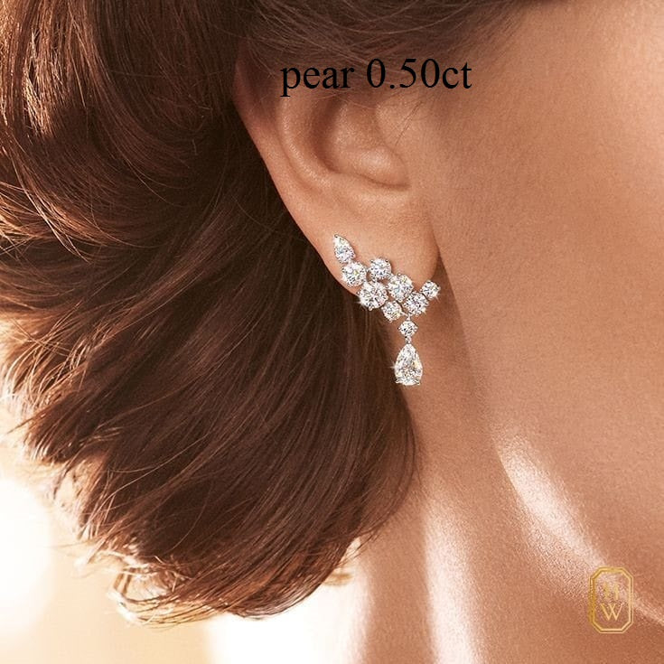 Celestial Climber Drop Earrings – Floating Brilliance with Pear-Cut Grace