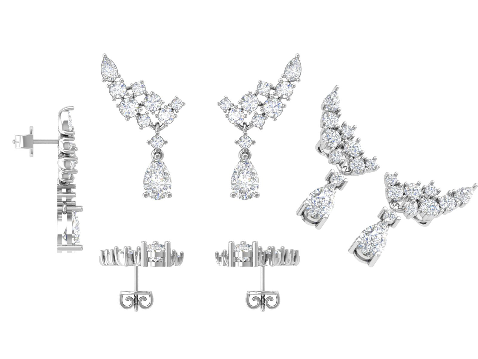 Celestial Climber Drop Earrings – Floating Brilliance with Pear-Cut Grace