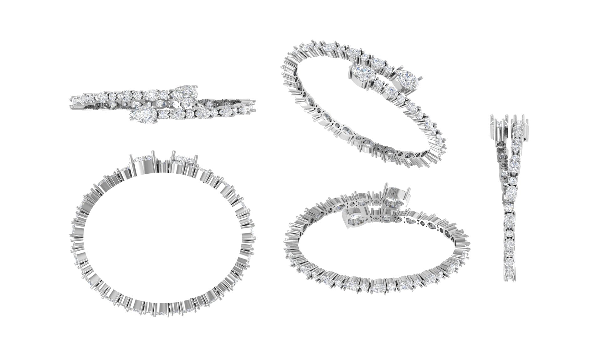Pear & Round Diamond Tennis Bracelet – Sparkle Symphony in White Gold