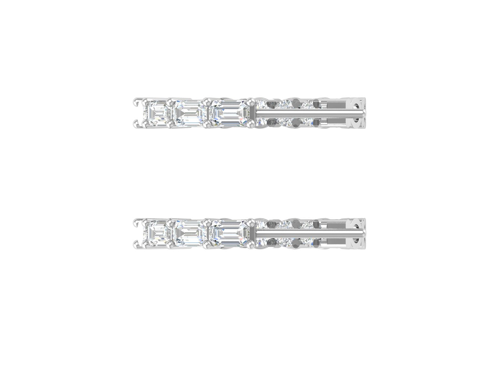 White Gold Inside-Outside Hoop Earrings | Baguette & Round Diamond Luxury Hoops