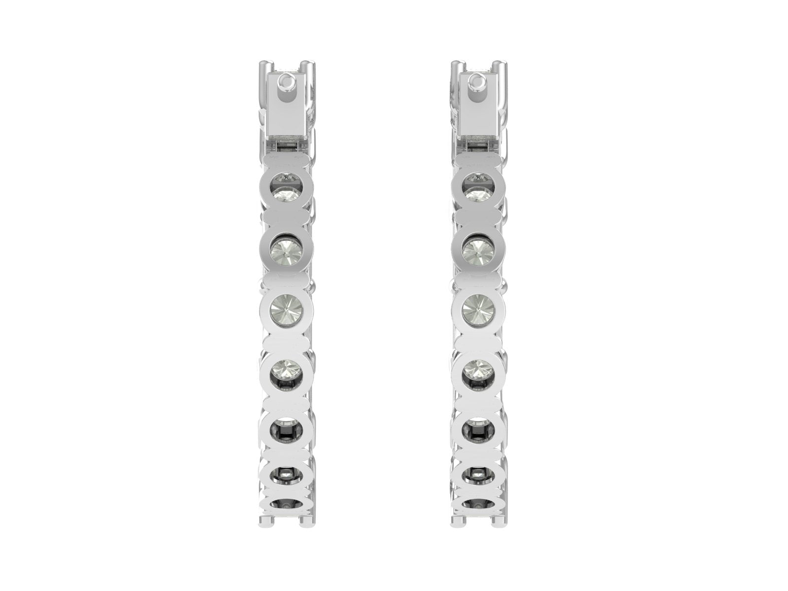 White Gold Inside-Outside Hoop Earrings | Baguette & Round Diamond Luxury Hoops