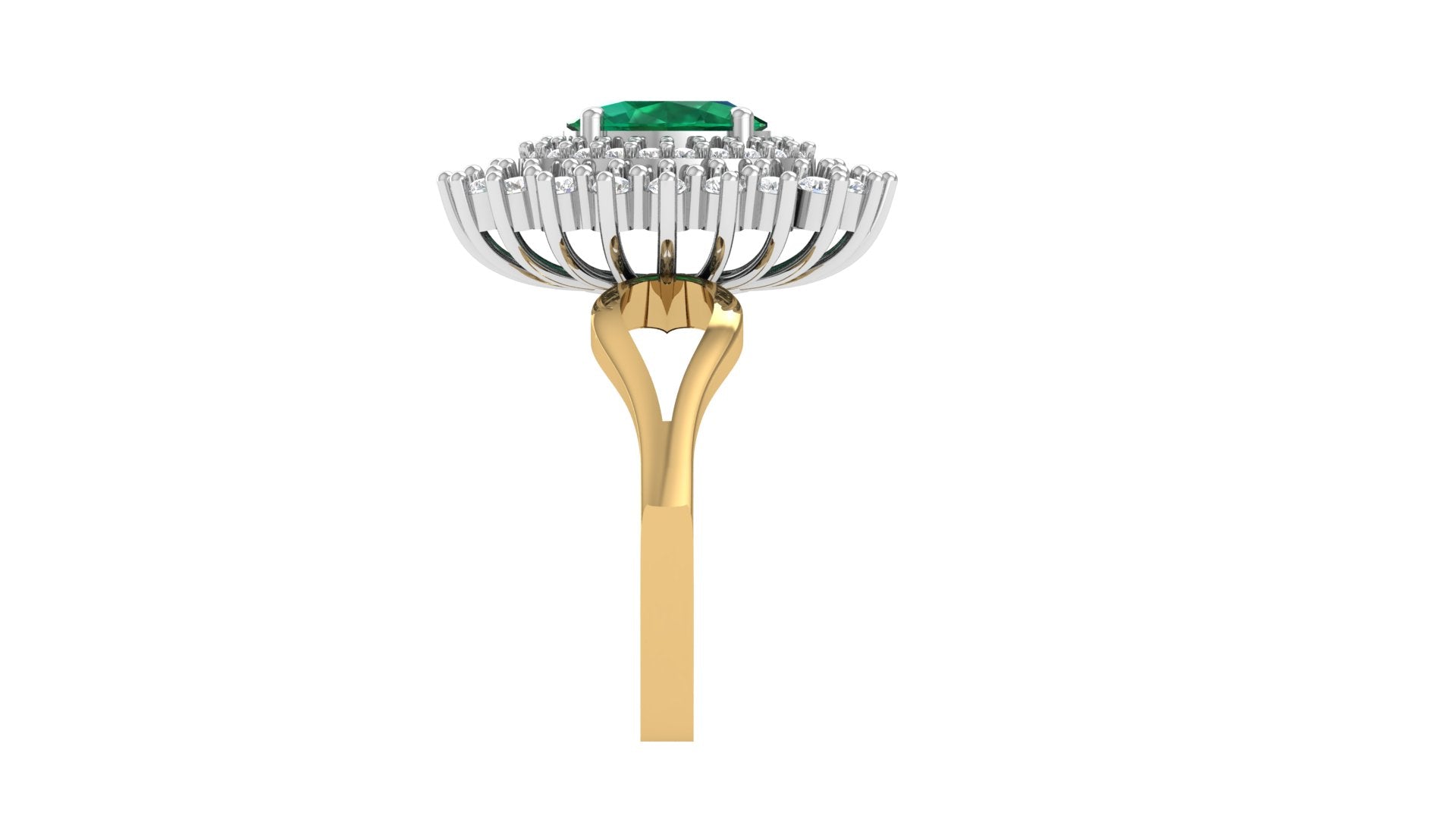 Regal Emerald Radiance – Dual Halo Diamond Ring | DS IMPEX Signature