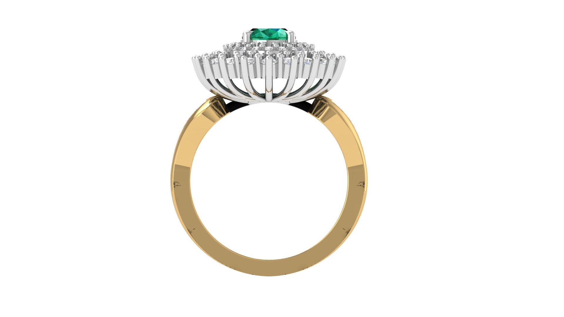 Regal Emerald Radiance – Dual Halo Diamond Ring | DS IMPEX Signature