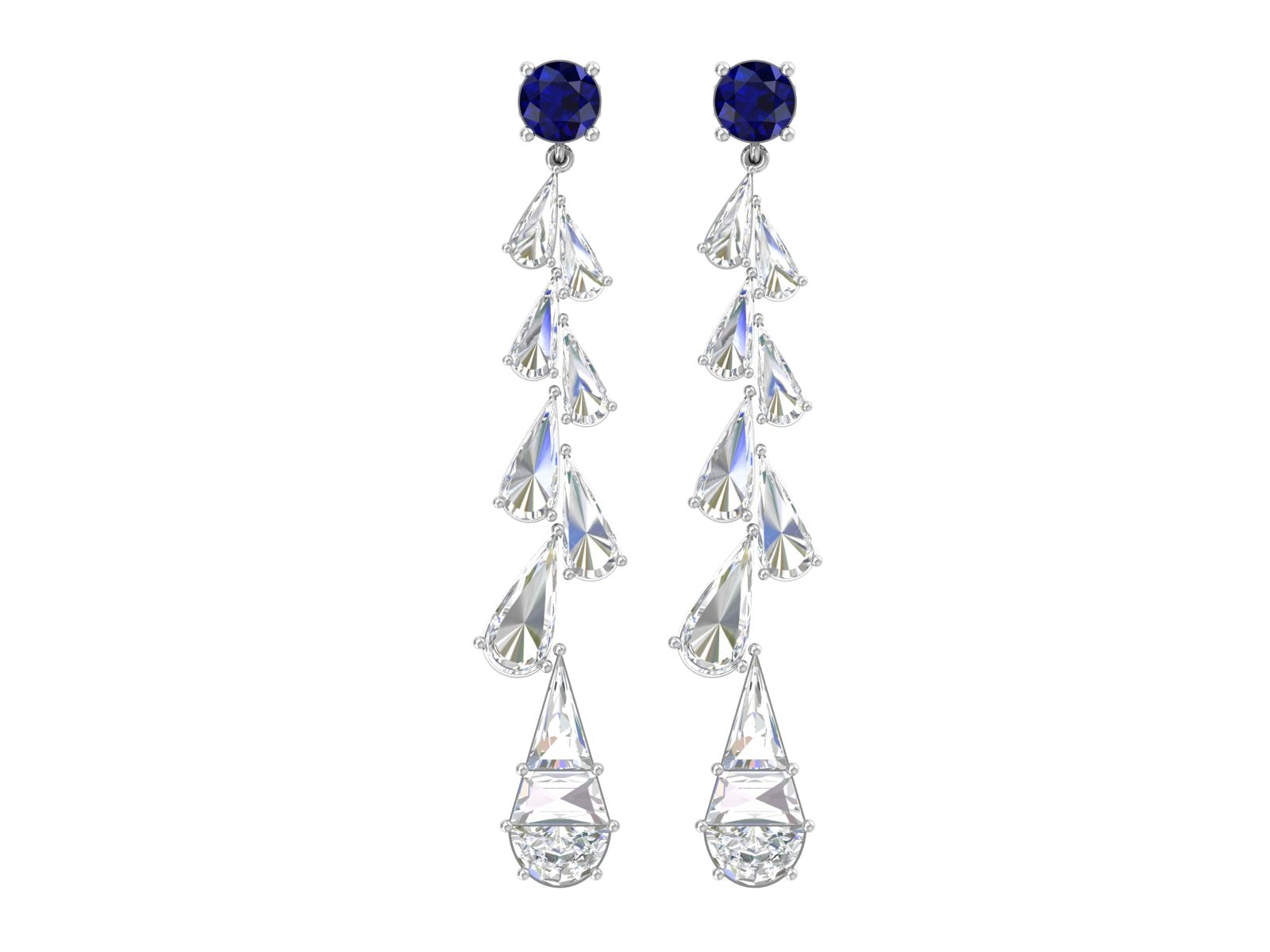 Celestial Cascade – Sapphire & Diamond Drop Earrings | DS IMPEX Luxe Edition