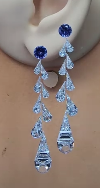Celestial Cascade – Sapphire & Diamond Drop Earrings | DS IMPEX Luxe Edition