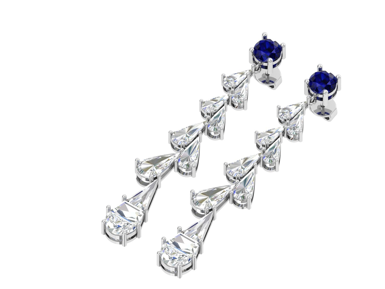Celestial Cascade – Sapphire & Diamond Drop Earrings | DS IMPEX Luxe Edition