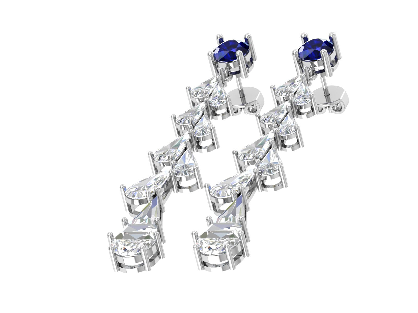Celestial Cascade – Sapphire & Diamond Drop Earrings | DS IMPEX Luxe Edition