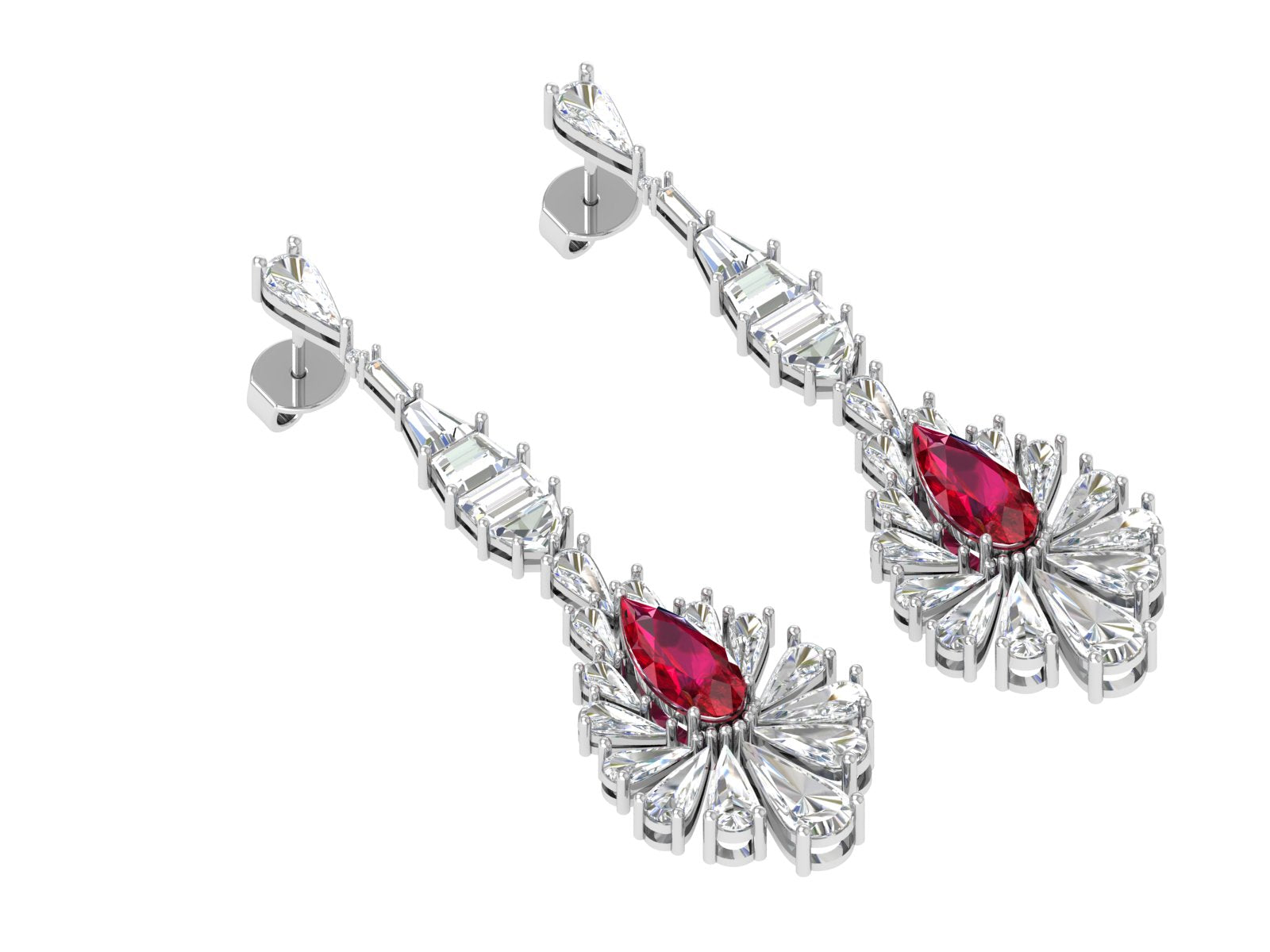 Regal Radiance Ruby Drop Earrings – Luxury Teardrop Sparkle Elegance