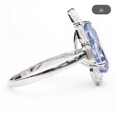 Ocean Bloom – 14K White Gold Blue Pear & Baguette Diamond Ring | DS IMPEX