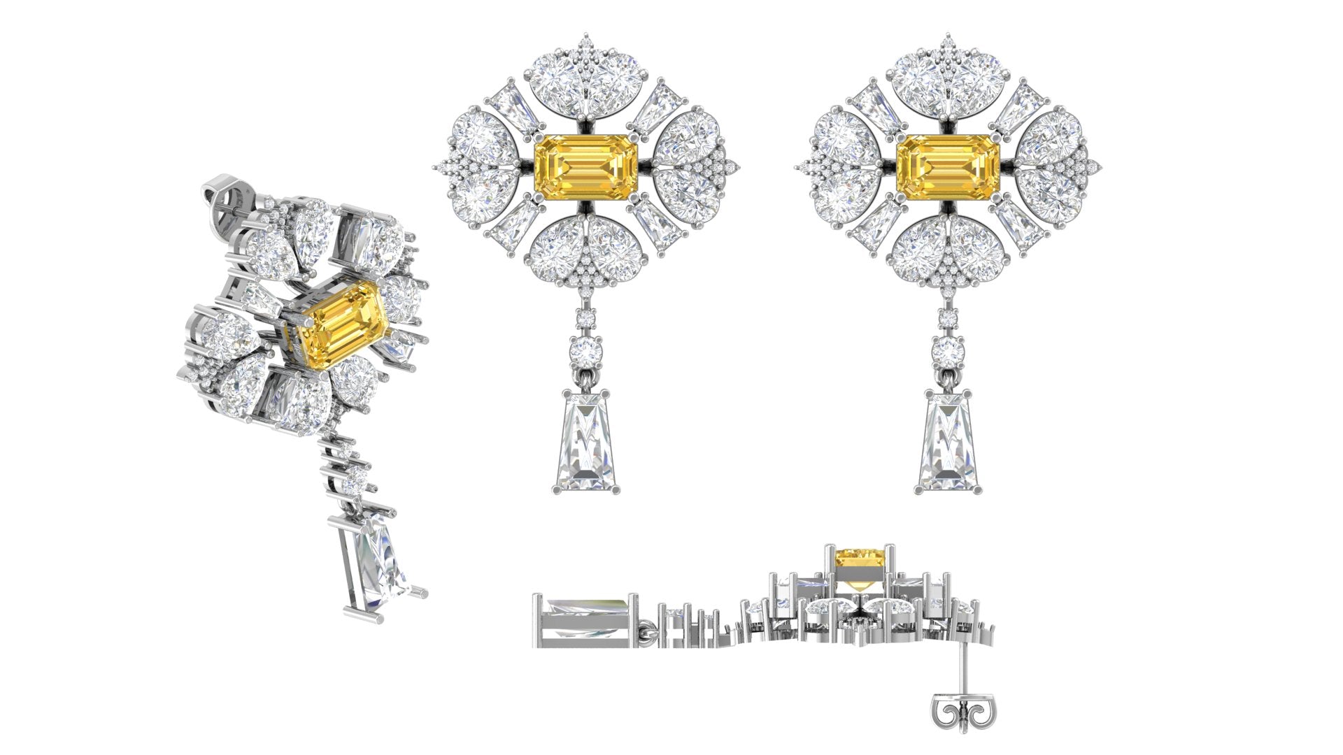 Imperial Bloom – 14K Gold Yellow & White Diamond Designer Pendant | DS IMPEX