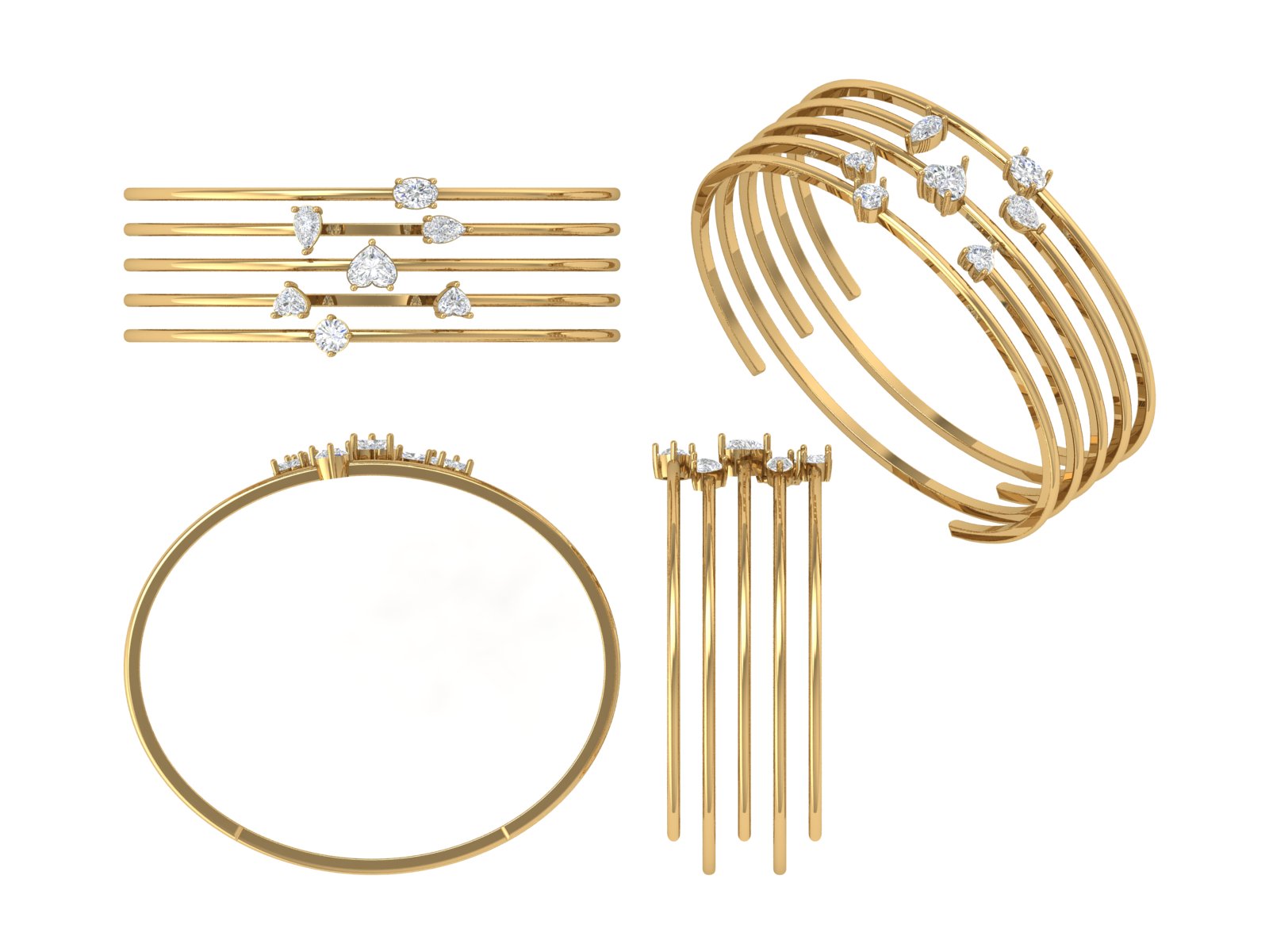 Orbit of Elegance – Diamond Multi-Band Bangle Bracelet | DS IMPEX Gold Edit