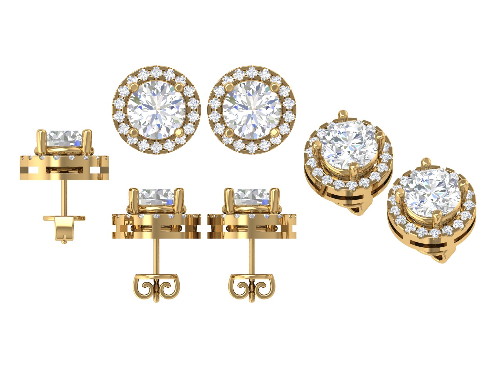 Regalia Halo – Round Cut Halo Stud Earrings