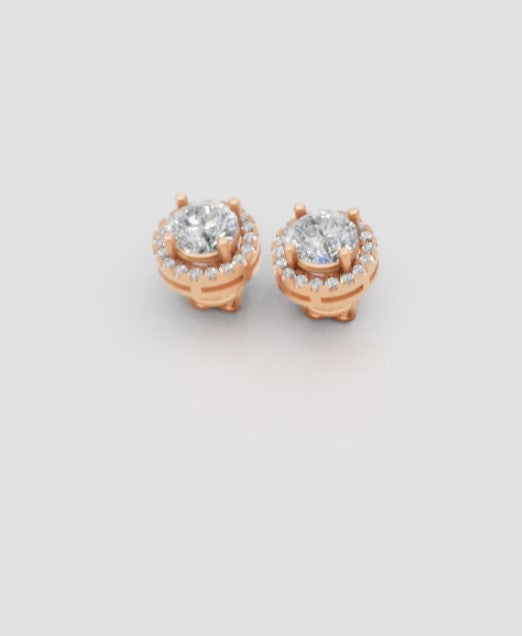 Regalia Halo – Round Cut Halo Stud Earrings