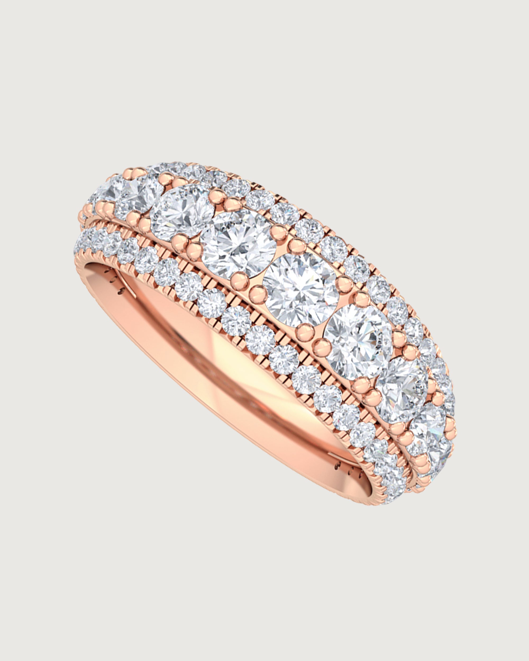 Triple Row Round Brilliant Diamond Eternity Band in Platinum | Bold Full Pavé Statement Ring