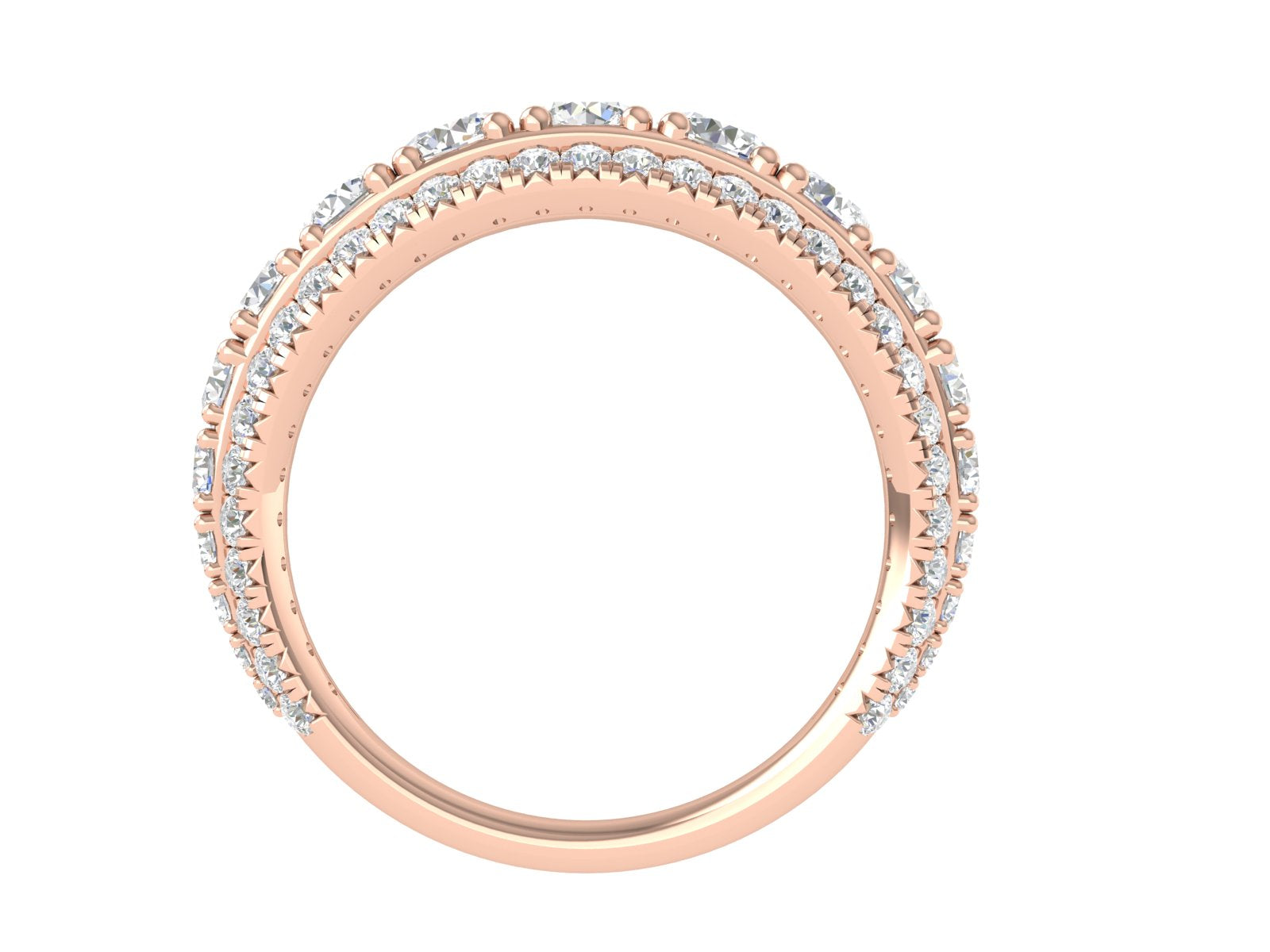 Triple Row Round Brilliant Diamond Eternity Band in Platinum | Bold Full Pavé Statement Ring