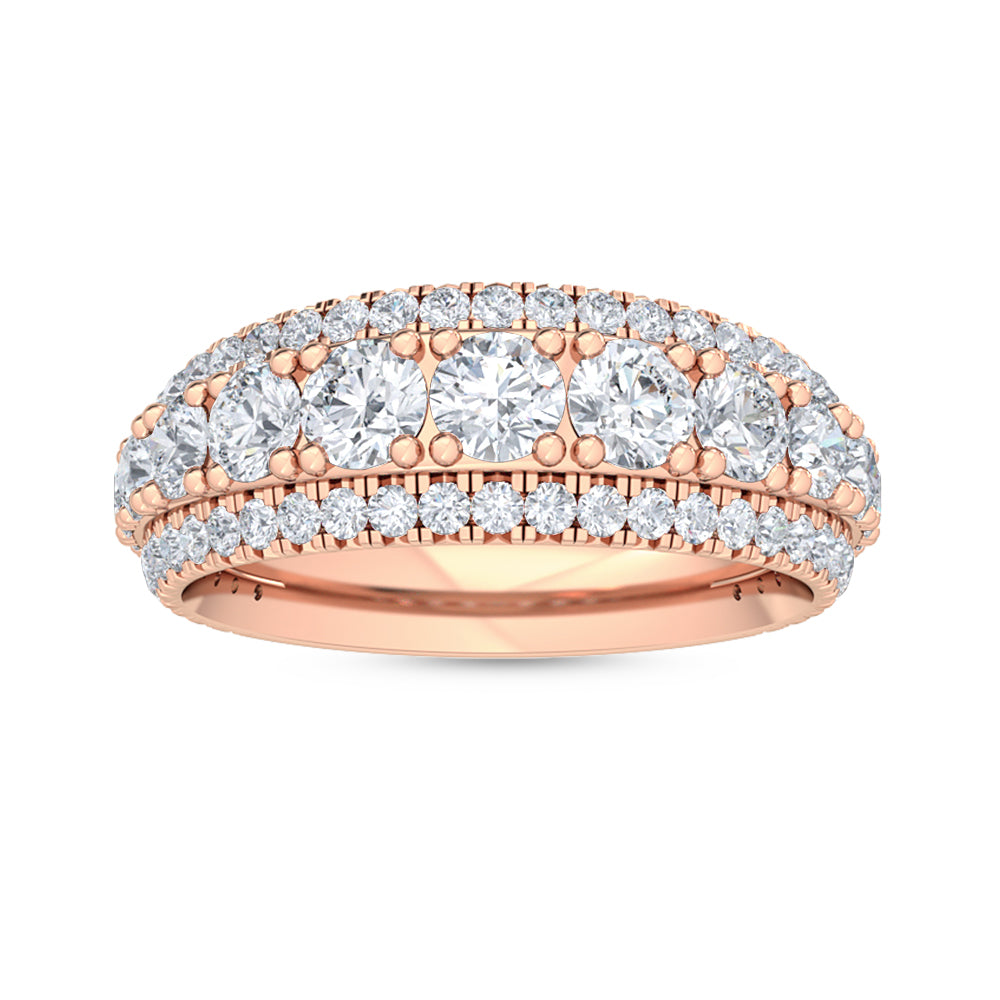 Triple Row Round Brilliant Diamond Eternity Band in Platinum | Bold Full Pavé Statement Ring