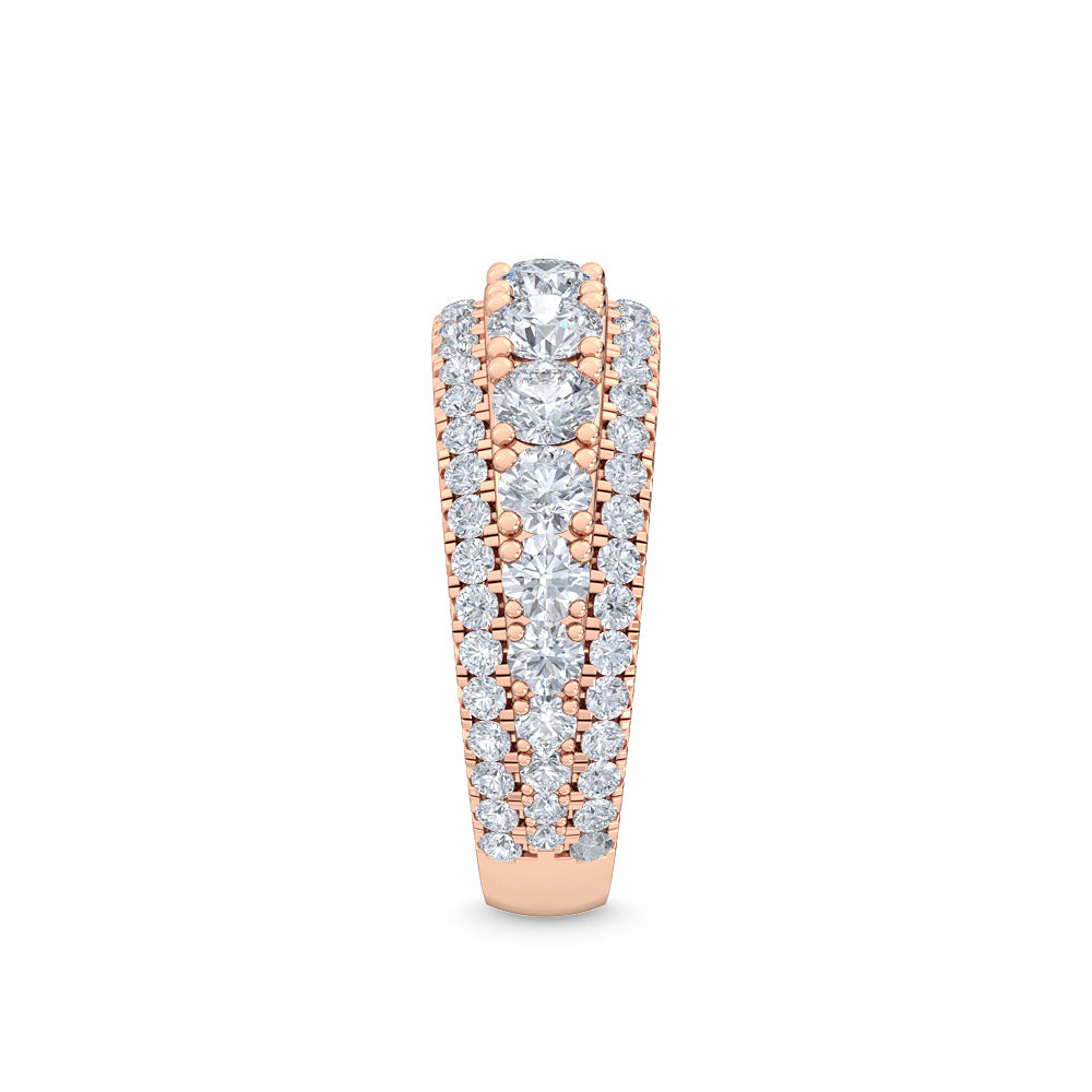 Triple Row Round Brilliant Diamond Eternity Band in Platinum | Bold Full Pavé Statement Ring