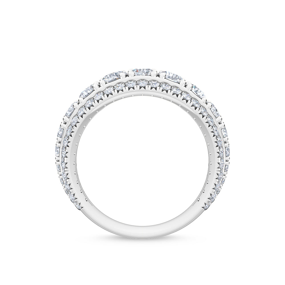 Triple Row Round Brilliant Diamond Eternity Band in Platinum | Bold Full Pavé Statement Ring