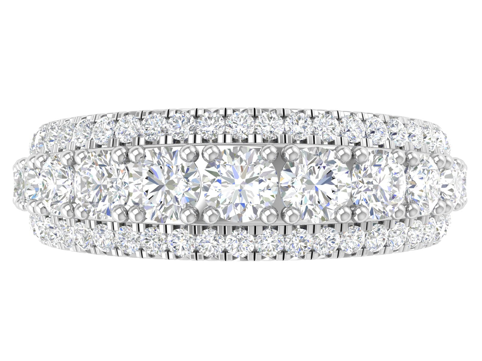 Triple Row Round Brilliant Diamond Eternity Band in Platinum | Bold Full Pavé Statement Ring