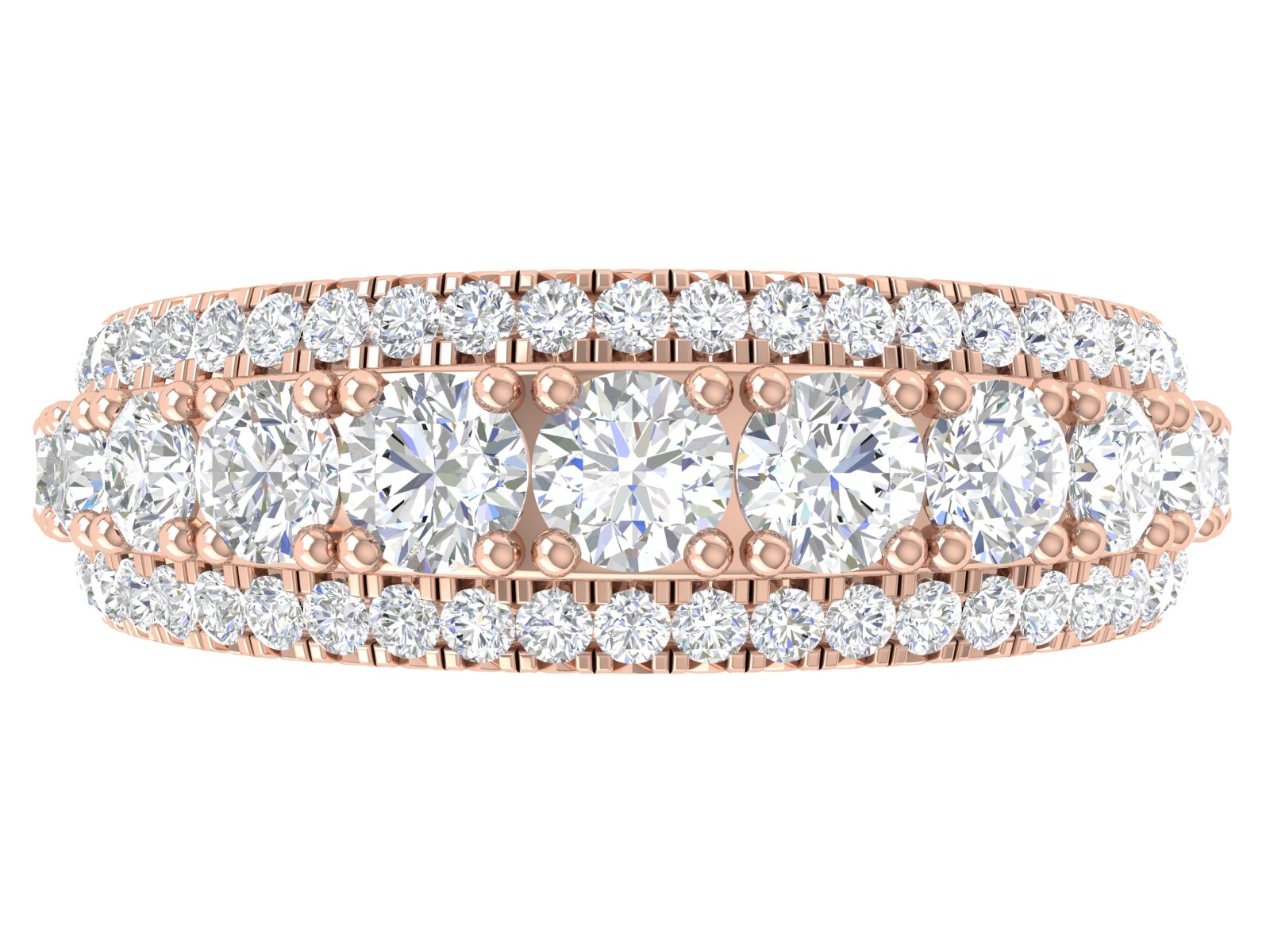 Triple Row Round Brilliant Diamond Eternity Band in Platinum | Bold Full Pavé Statement Ring