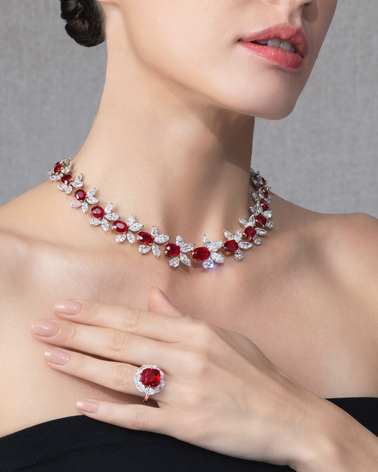 Ruby Bloom – Floral Ruby & Diamond Necklace | DS IMPEX Signature Collection
