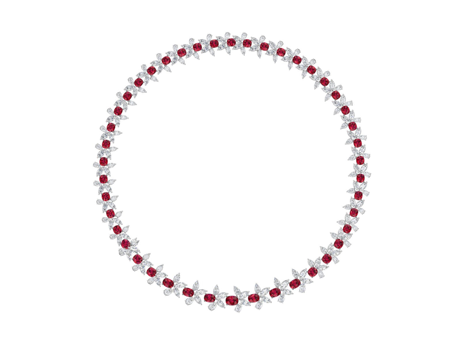 Ruby Bloom – Floral Ruby & Diamond Necklace | DS IMPEX Signature Collection