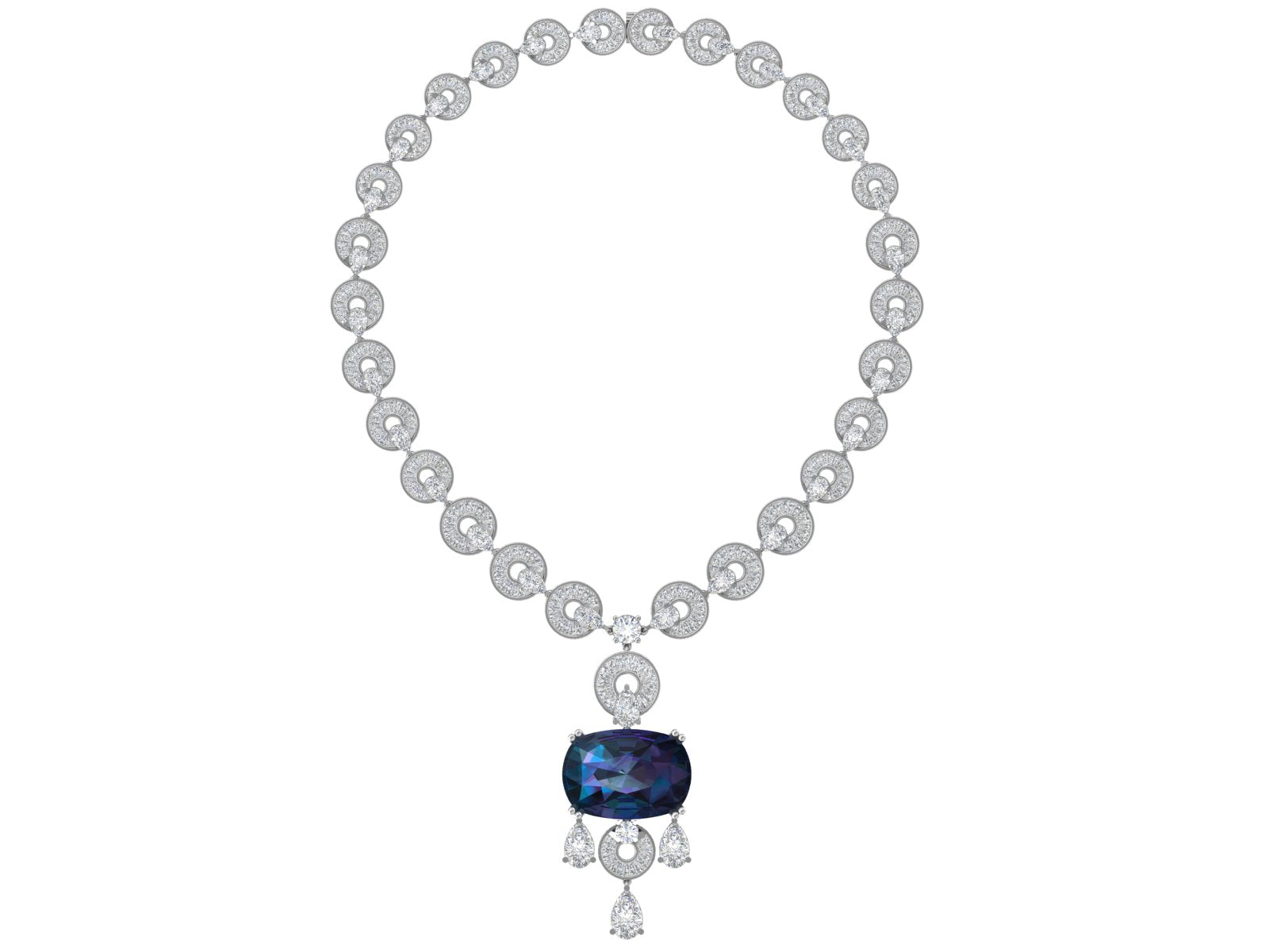 Midnight Majesty – Sapphire & Diamond Designer Necklace | DS IMPEX Exclusive