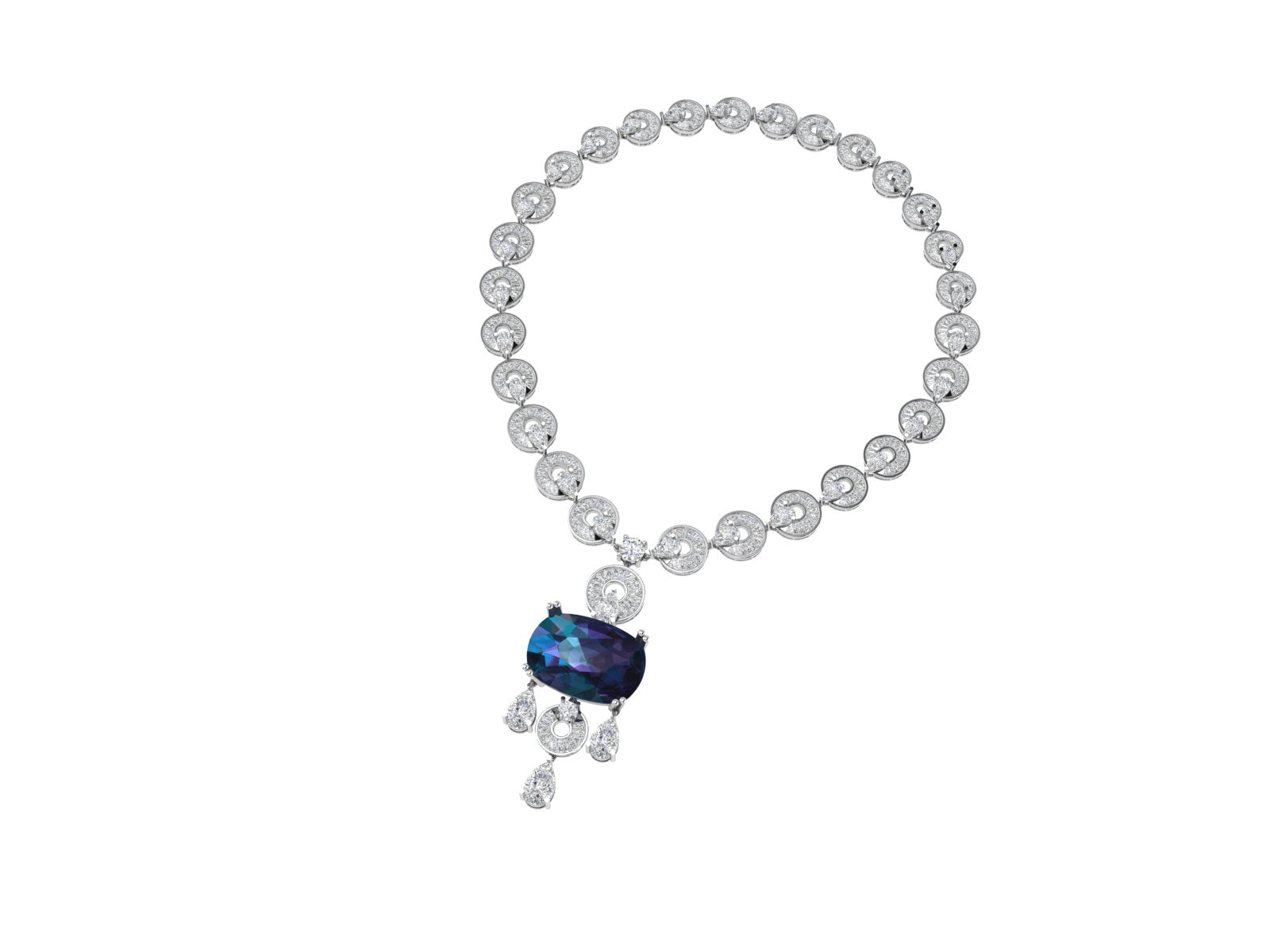 Midnight Majesty – Sapphire & Diamond Designer Necklace | DS IMPEX Exclusive