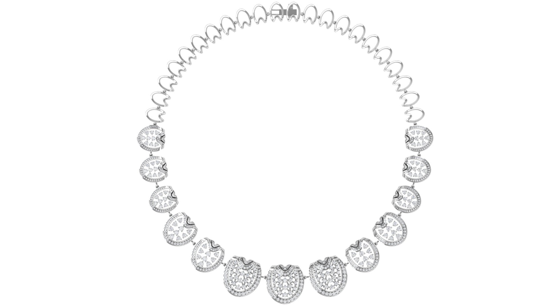 Heritage Radiance – White Gold Temple Motif Choker Necklace | DS IMPEX Couture