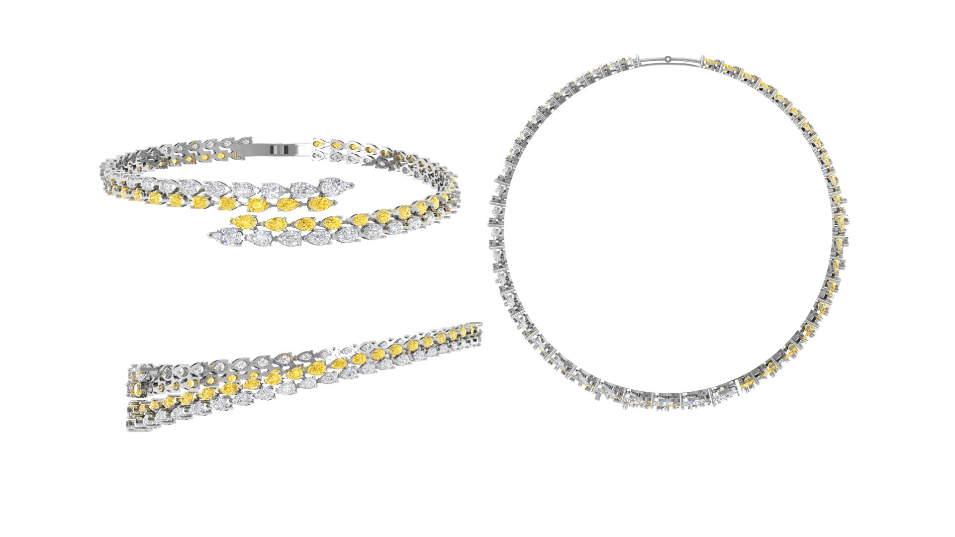 Golden Cascade – 14K Gold Pear Drop Diamond Necklace | DS IMPEX