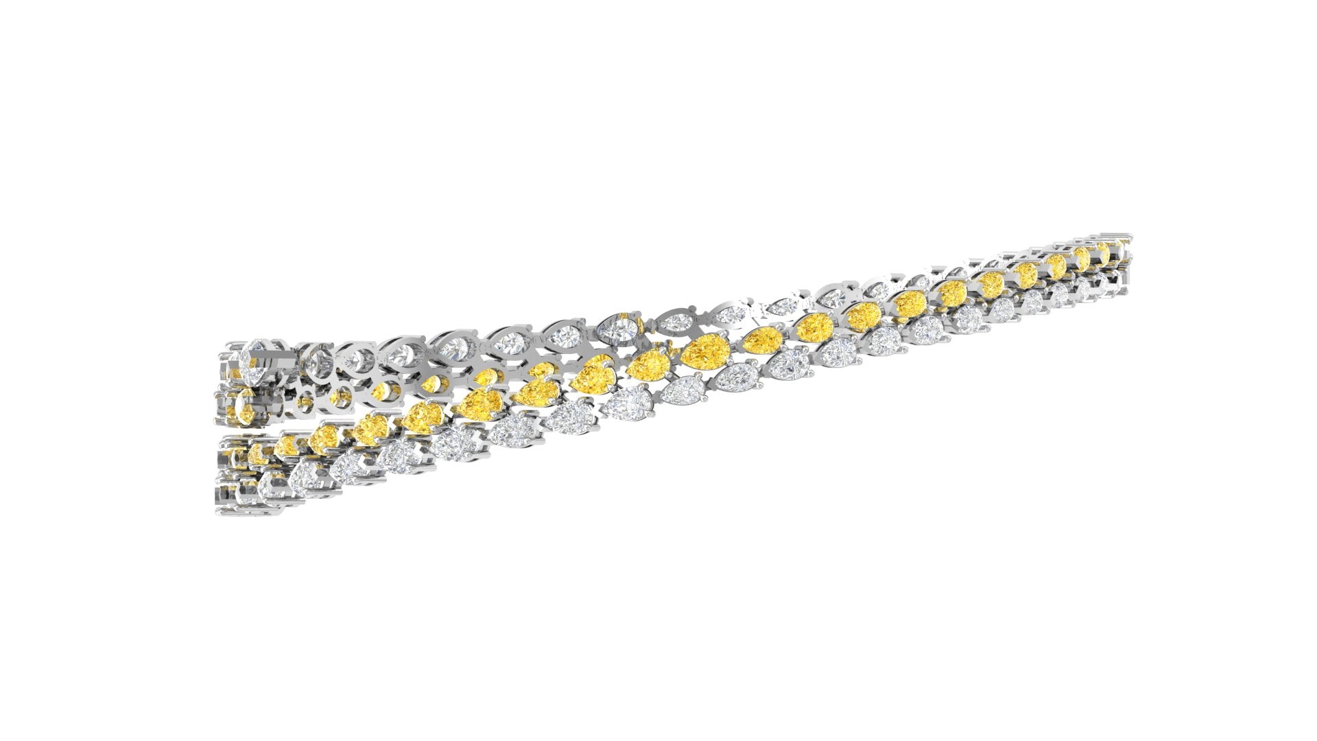 Golden Cascade – 14K Gold Pear Drop Diamond Necklace | DS IMPEX
